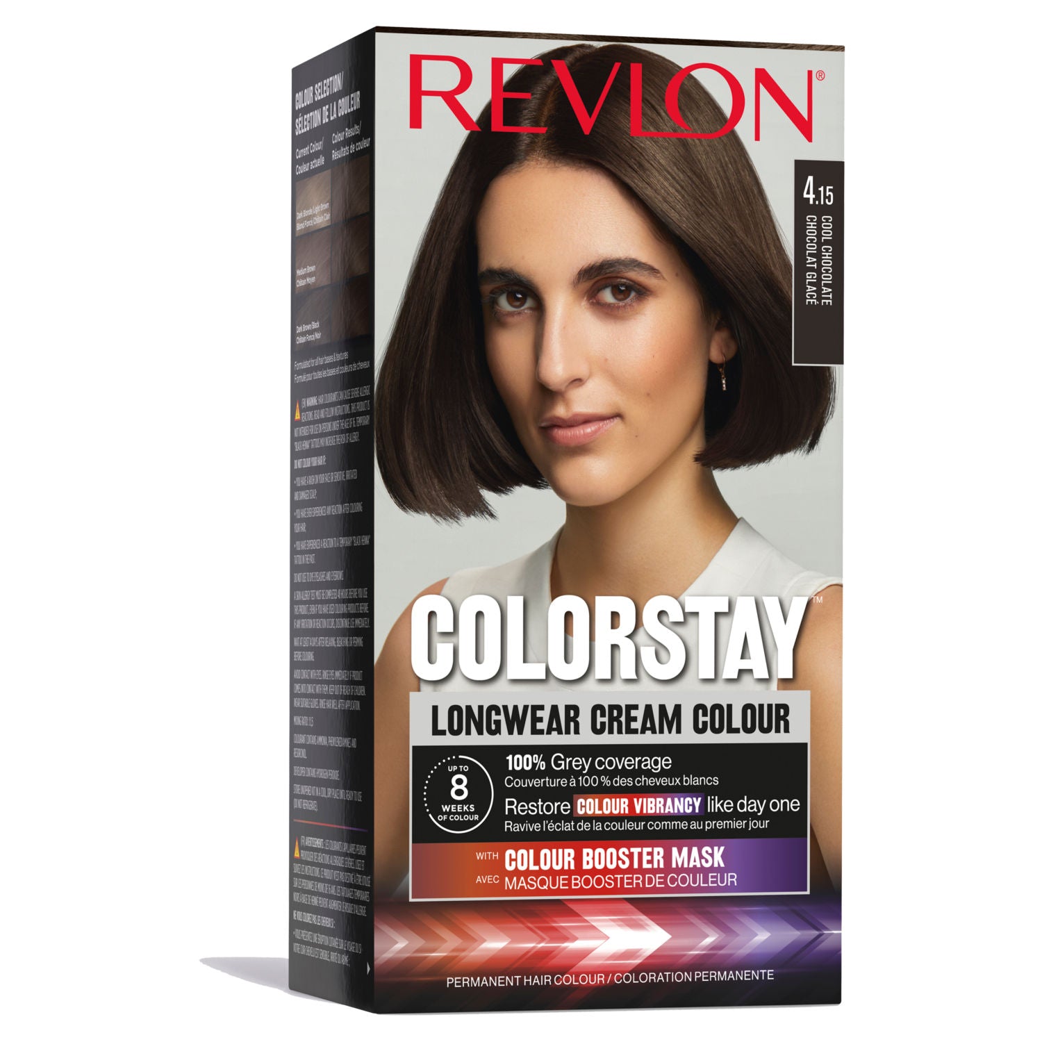 Revlon ColorStay 4.15 Cool Chocolate permanent hair colour, imported from the UK