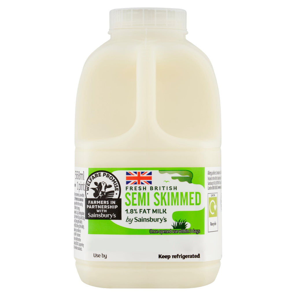 Sainsbury's British Semi Skimmed Milk 1 Pint