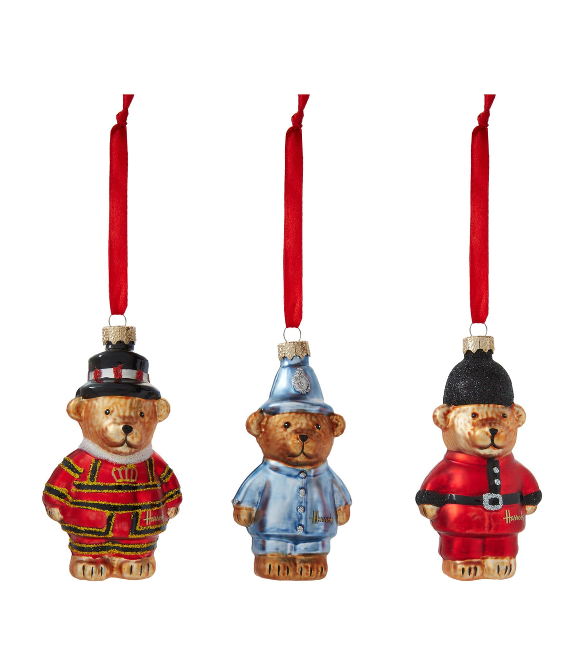 Harrods London bear ornaments set of three, imported from the UK