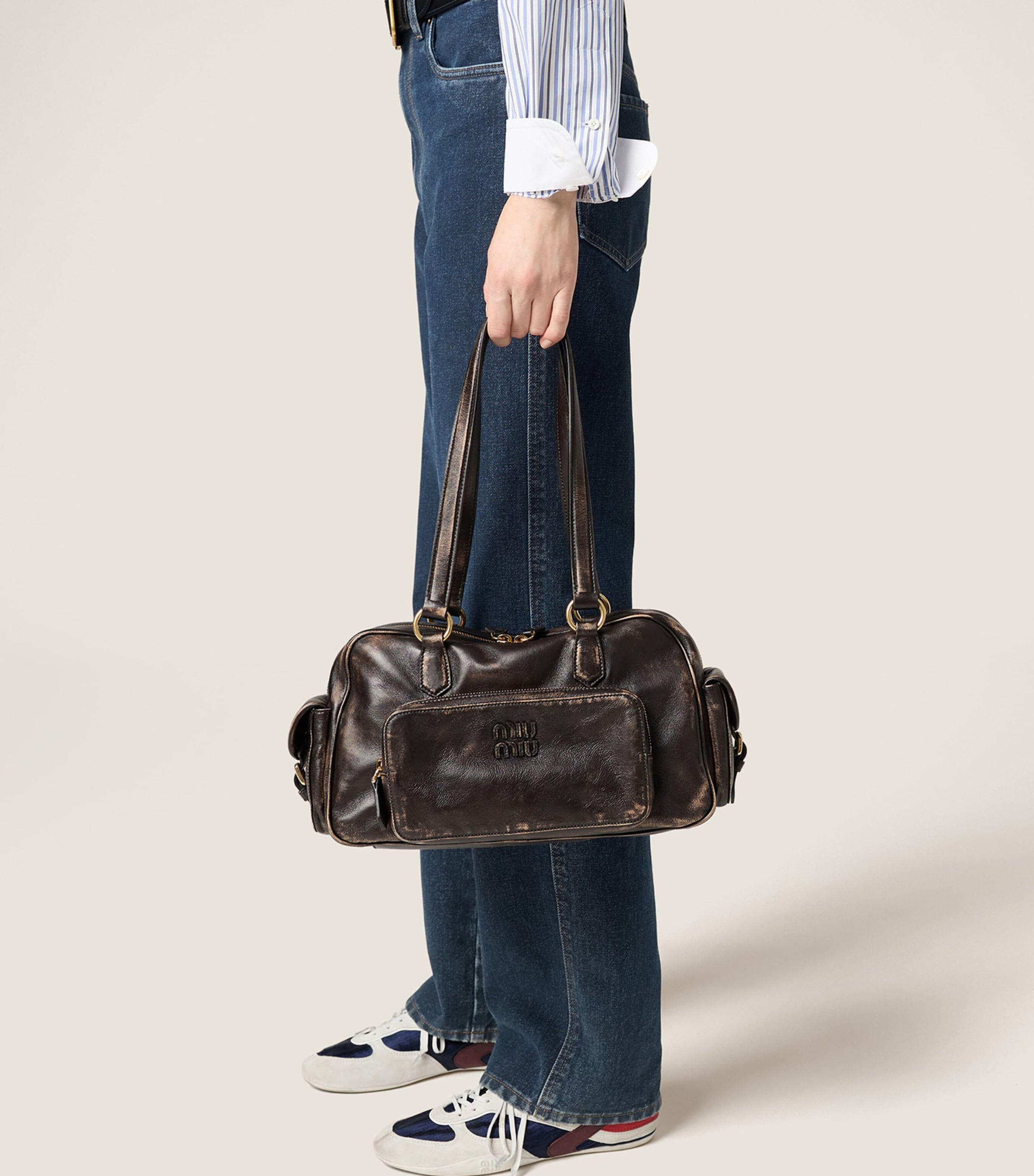 Miu Miu nappa leather top-handle bag with pockets, UK version