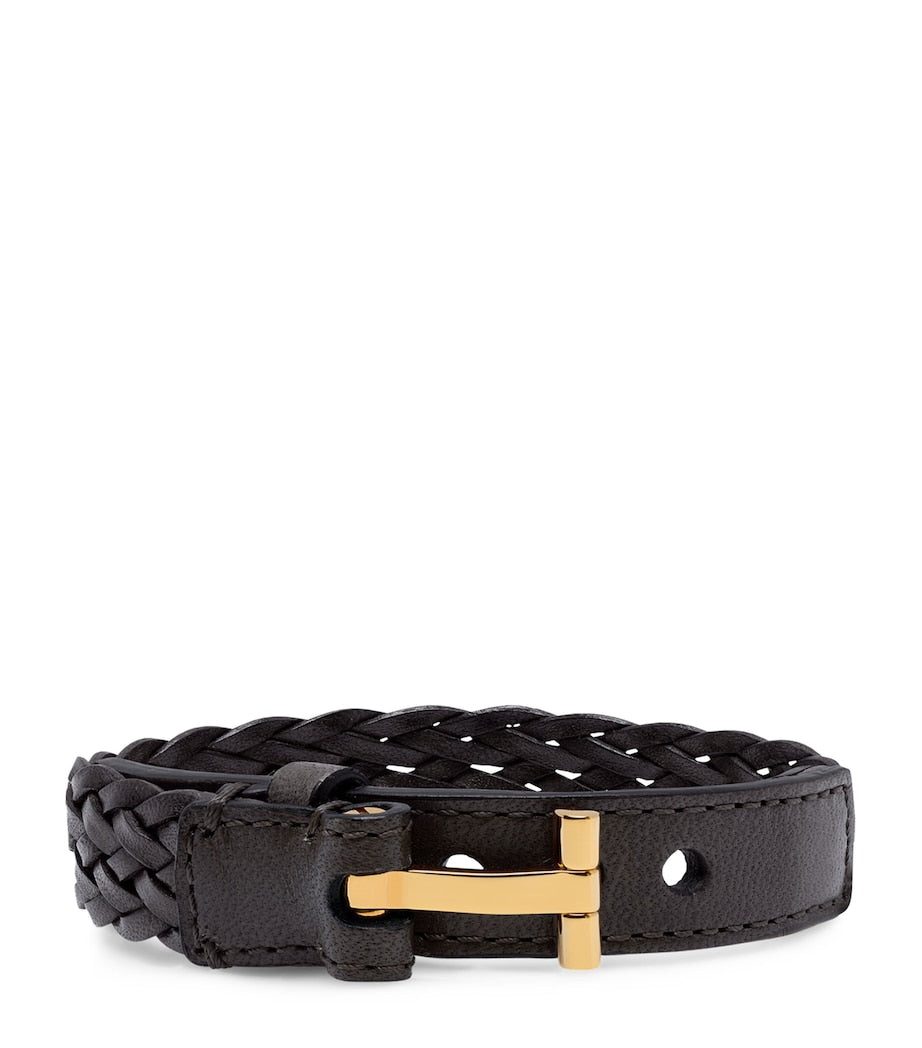 TOM FORD Leather T Bracelet with brass detail (British brand)