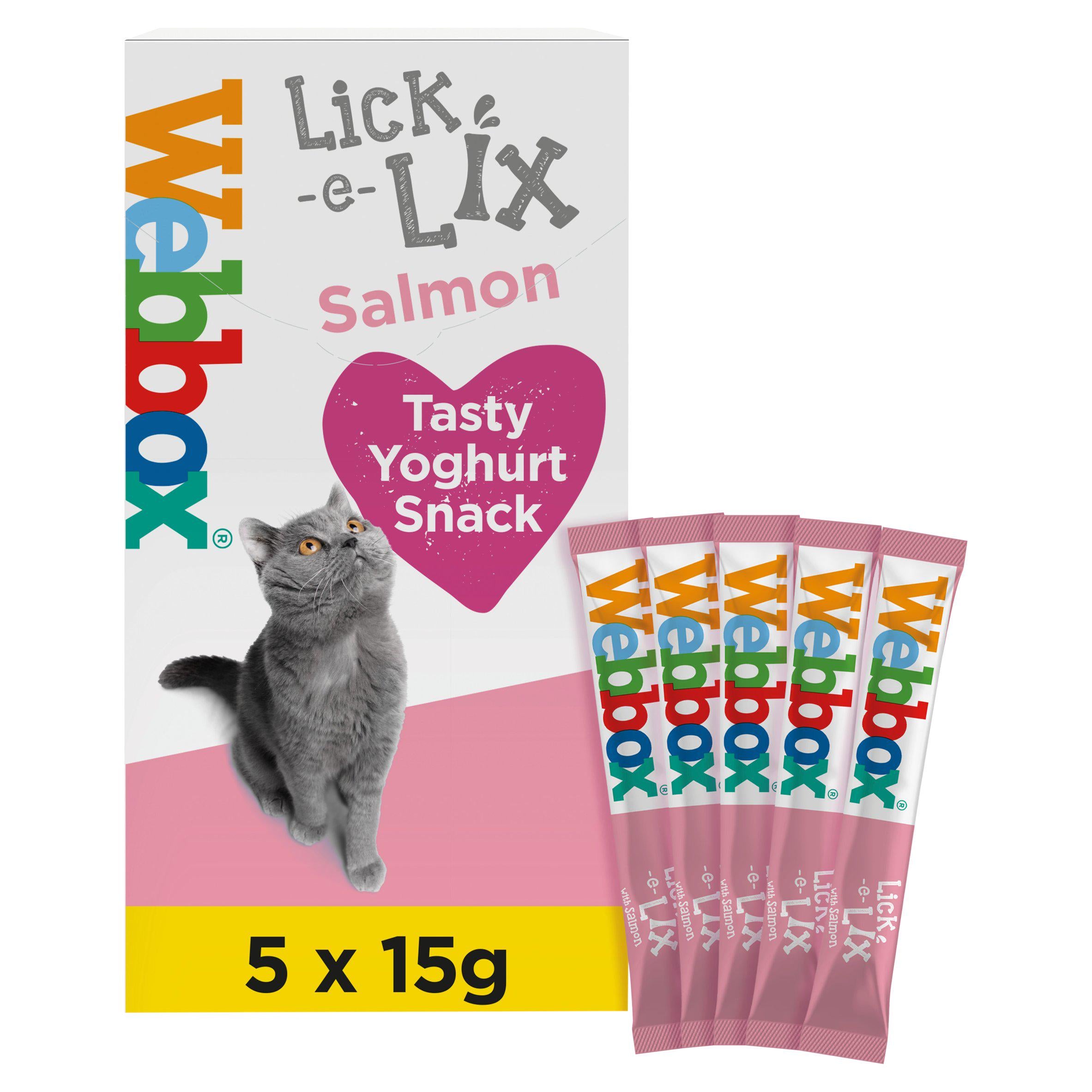 Webbox Lick-e-lix Salmon Cat Treats x5 75g Cat treats & milk Sainsburys   