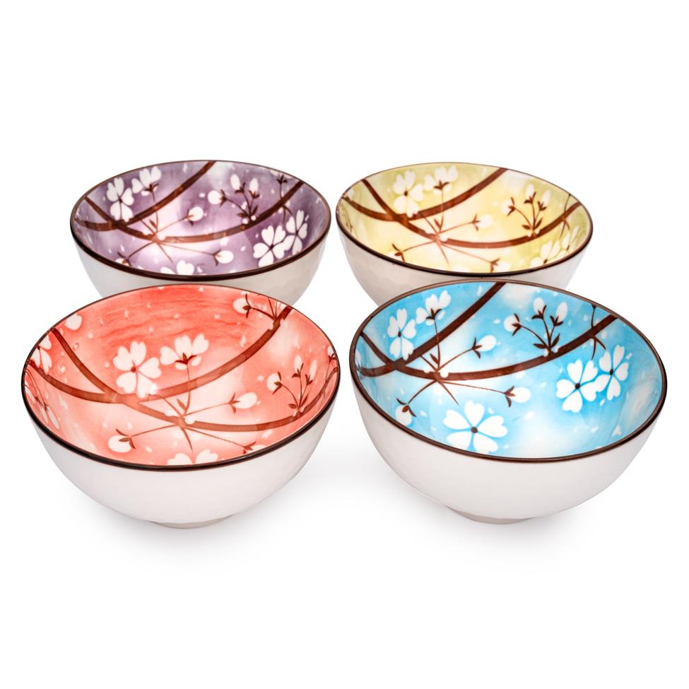 Sakura rice bowl and chopstick set of 4, imported from the UK