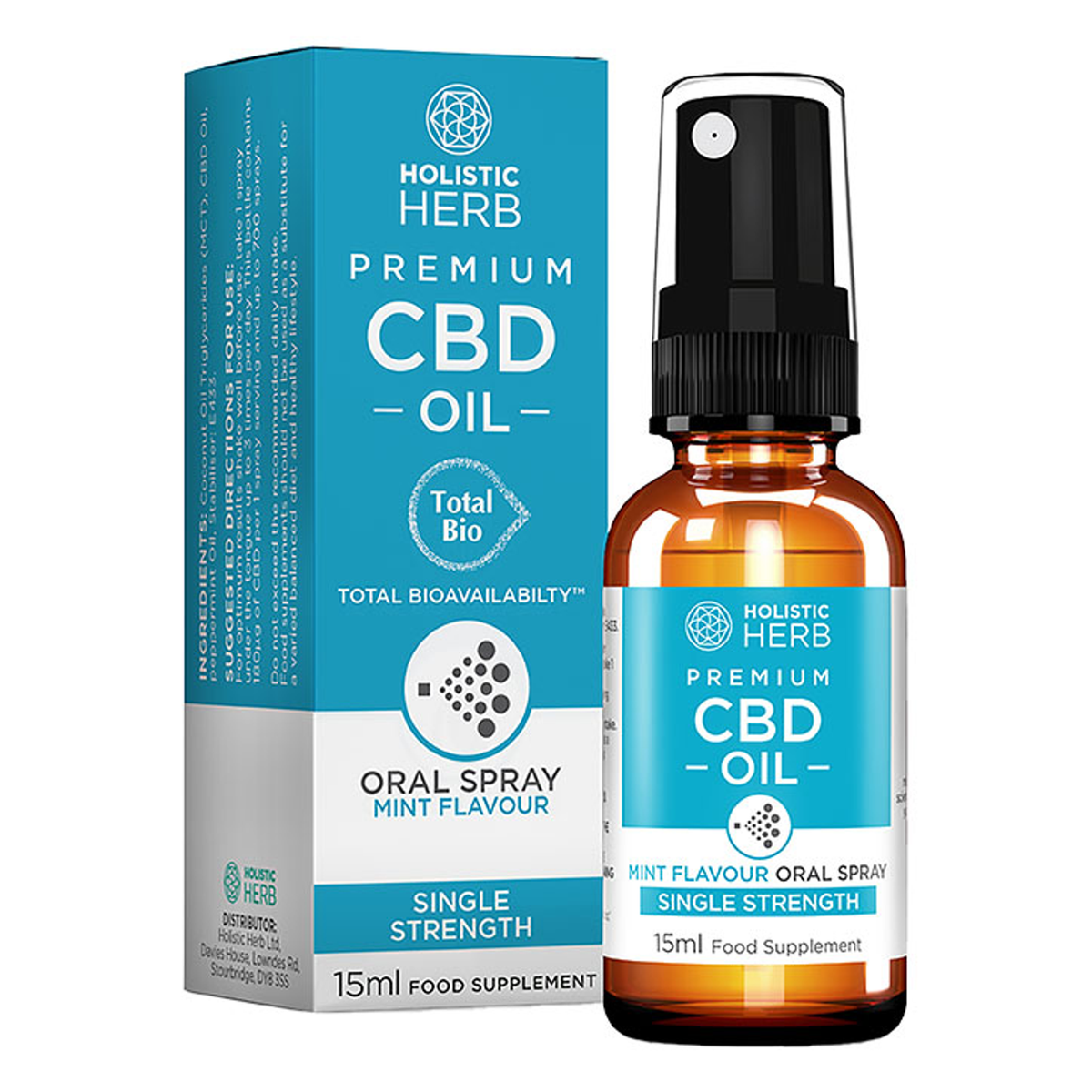 Holistic Herb Premium CBD Mundspray Einfache Stärke 15 ml Minzgeschmack