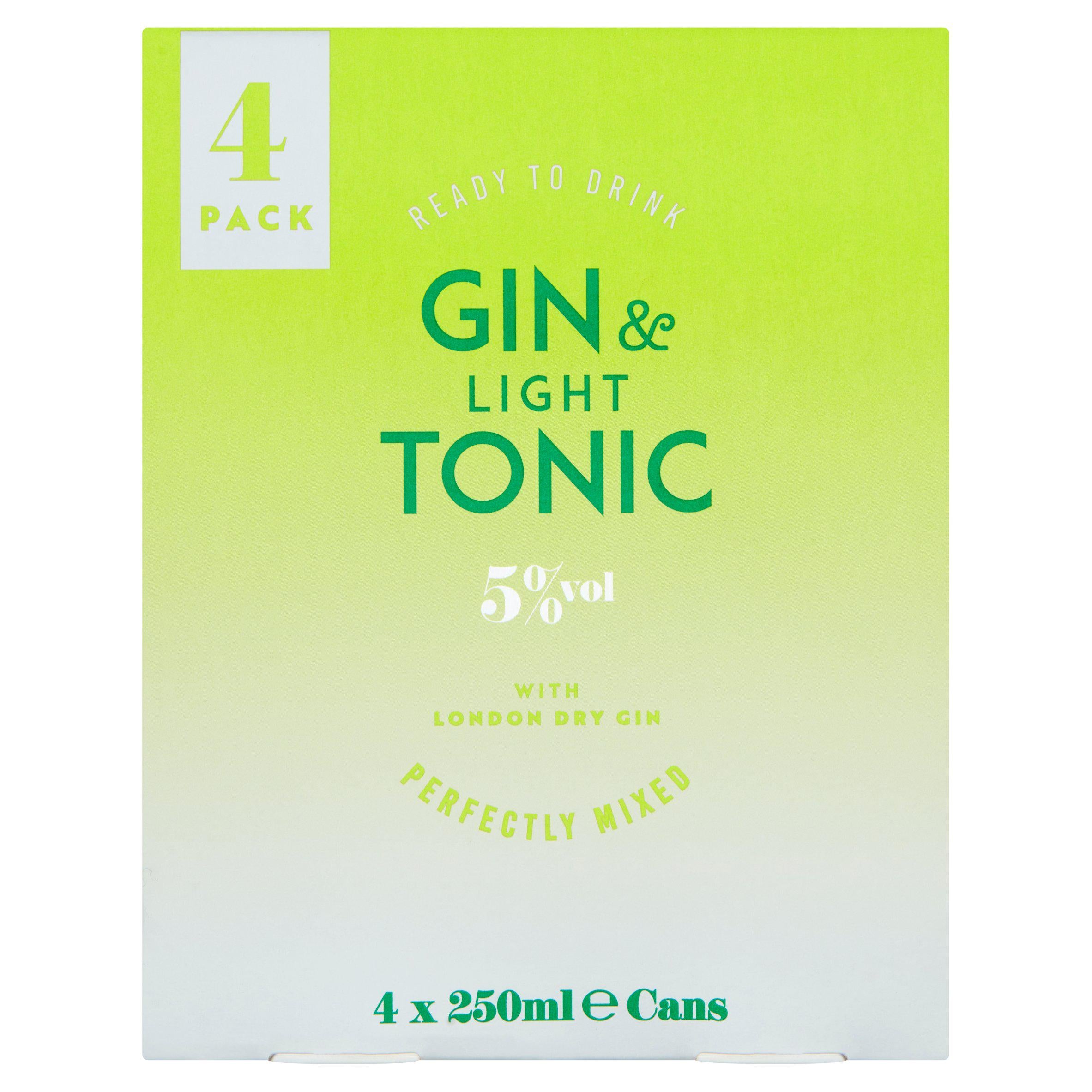 Sainsbury's Gin & Diet Tonic 4x250ml GOODS Sainsburys   