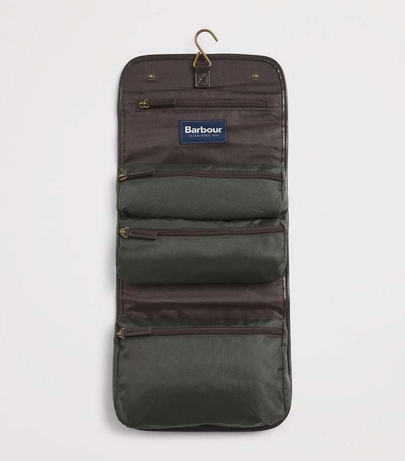 Barbour wax hanging wash bag - British product