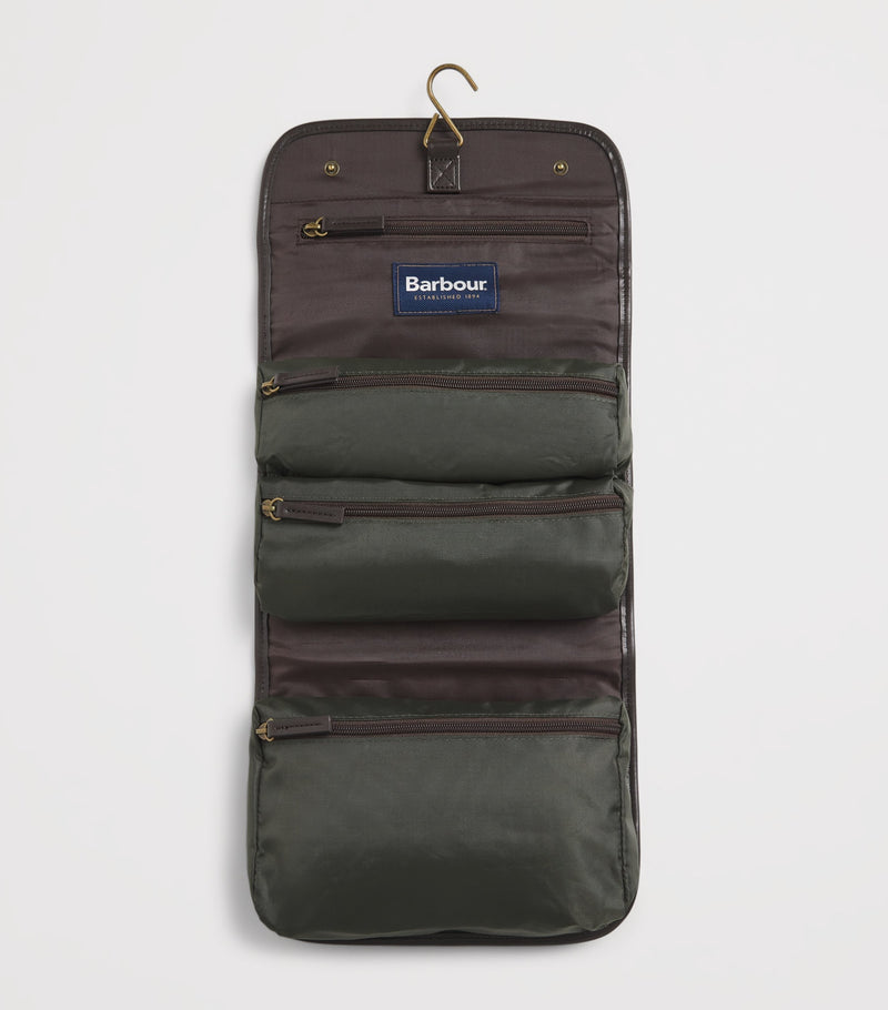 Barbour wax hanging wash bag - British product