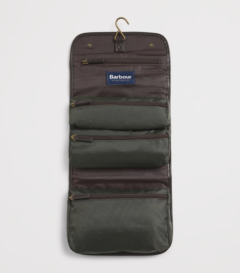 Barbour wax hanging wash bag - British product