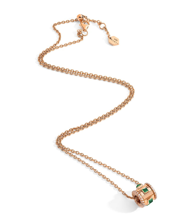 Marli New York rose gold diamond agate LIFE necklace, UK version