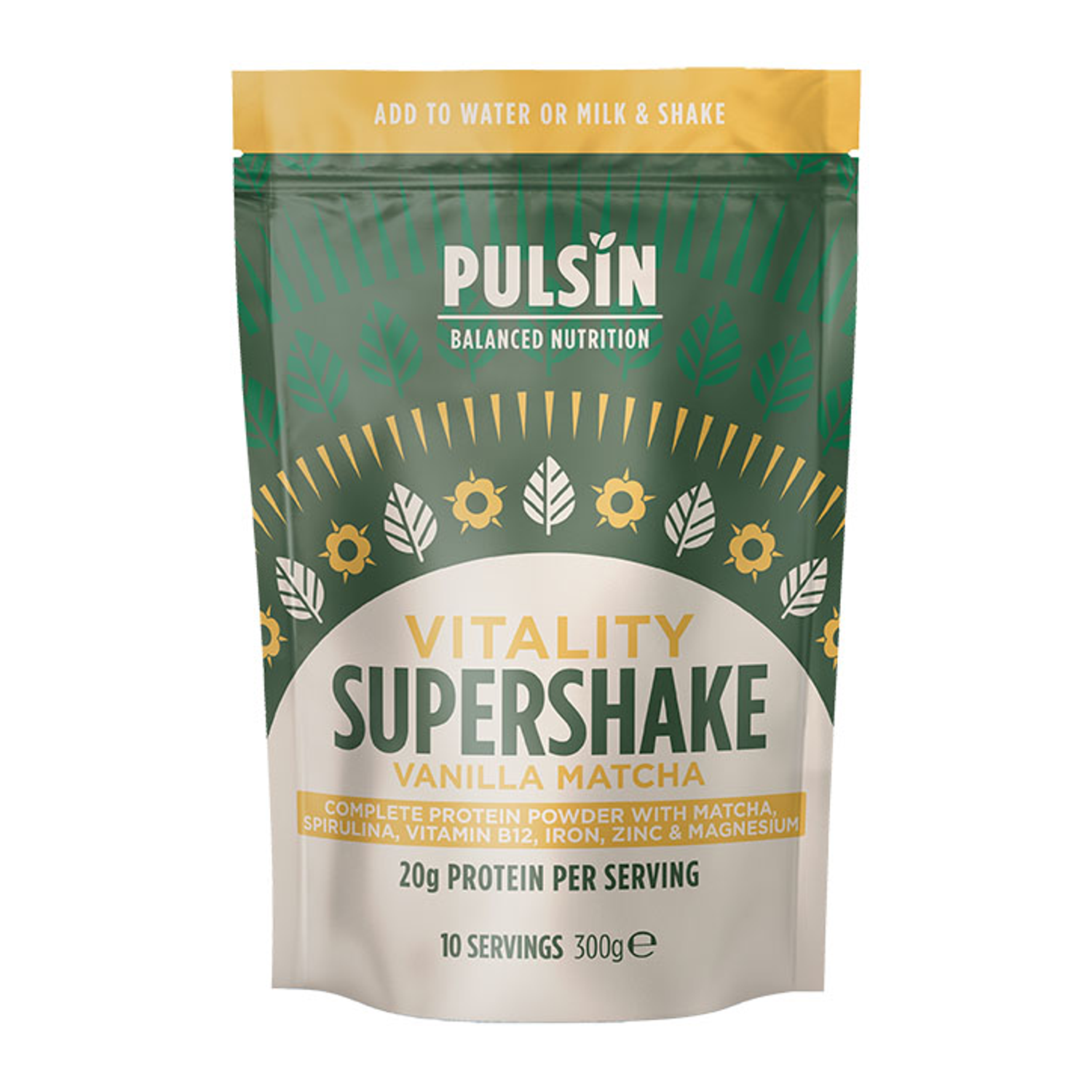 Pulsin Supershake Energy Cacao & Maca 300g - Vanilla Matcha