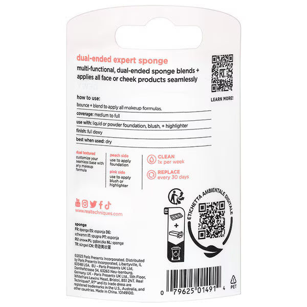Real Techniques Dual-Ended Expert makeup sponge, imported from the UK