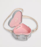 Bonpoint heart-shaped shoulder bag with printed cherries and sequins (British brand)