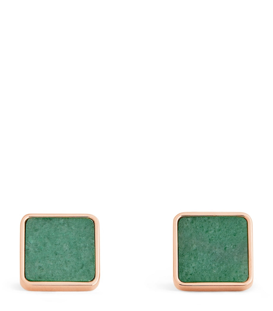 Babette Wasserman rose gold cufflinks with green agate, imported from the UK