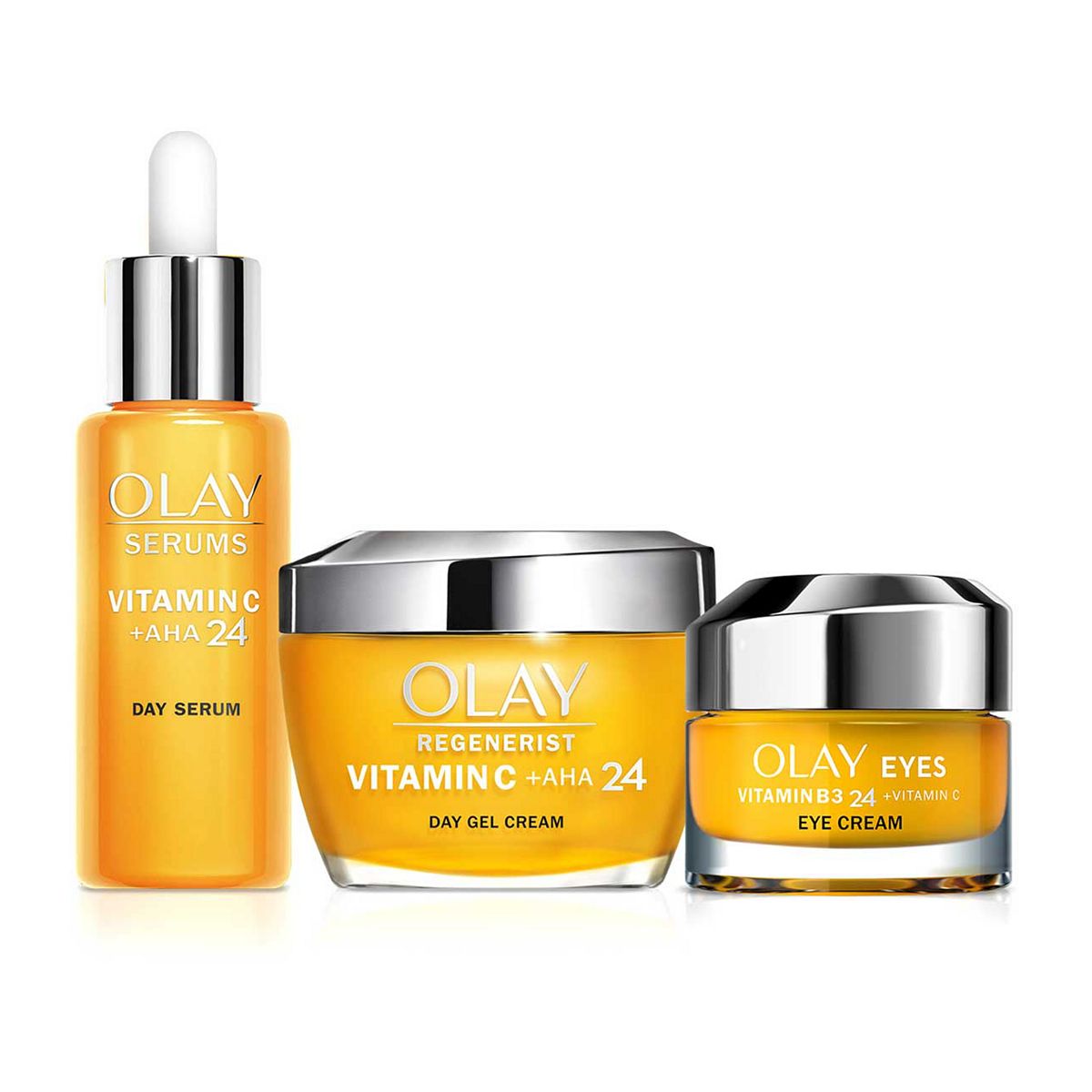 Olay Do The Bright Thing with Vitamin C + AHA Day Face Moisturiser, Serum & Eye Cream Bundle GOODS Boots   