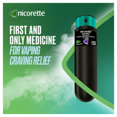 Nicorette QuickMist mouth spray in fresh mint flavour, 13.2ml, imported from the UK
