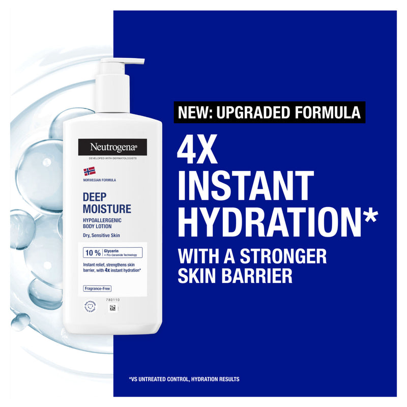 Neutrogena Deep Moisture Hypoallergenic Body Lotion 400ml, imported from the UK