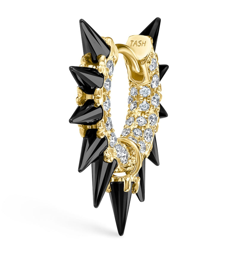 Maria Tash yellow gold black moissanite diamond pavé hoop earring, UK version