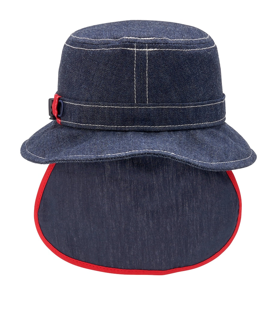 Miki House cotton sun hat with detachable neck cover, imported from the UK