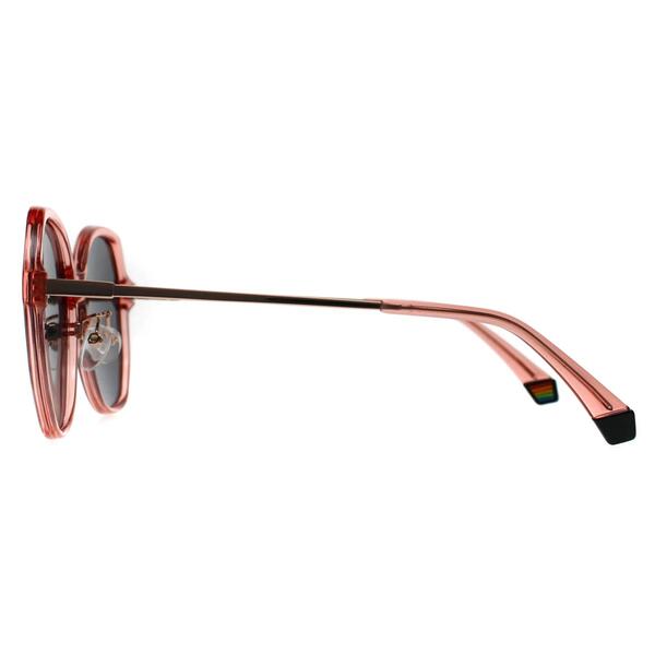 Polaroid women's polarised sunglasses in transparent pink, imported from the UK