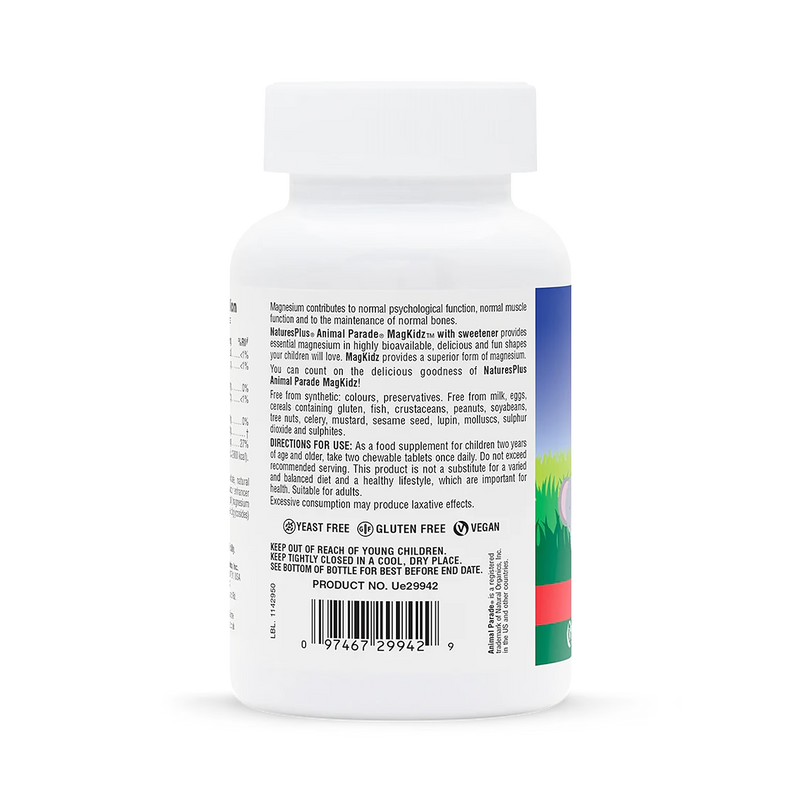 Nature's Plus MagKidz children's magnesium chewables 90 count (British brand)