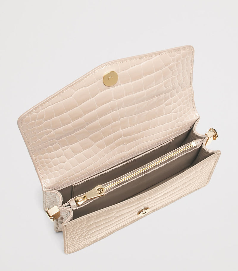 Aspinal of London croc-embossed leather Eliza clutch bag (British brand)