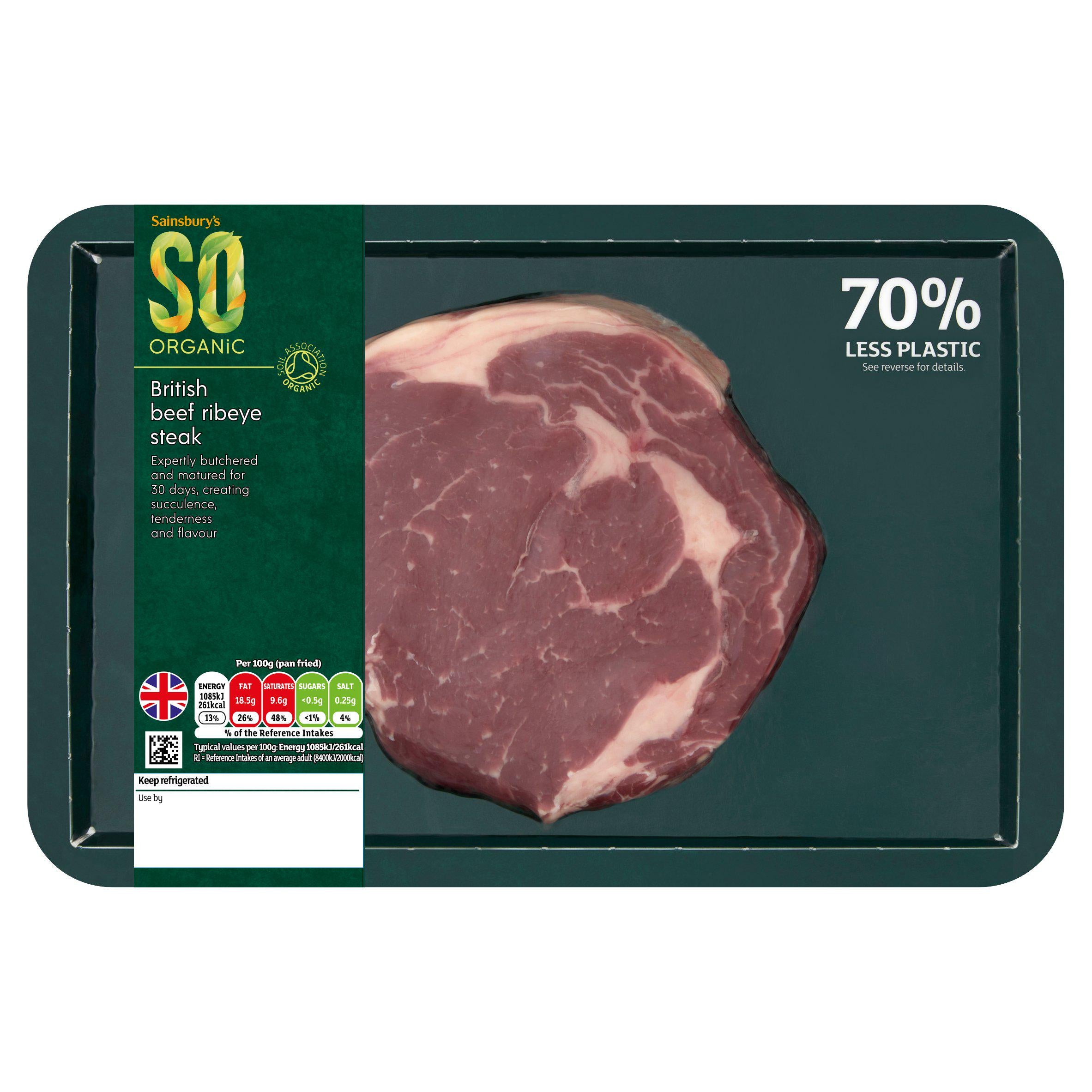 Sainsbury's 30 Days Matured British Beef Ribeye Steak, So Organic 225g GOODS Sainsburys   