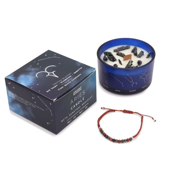 Serenityy Aries Crystal Candle with Gemstone Bracelet 320g, UK version