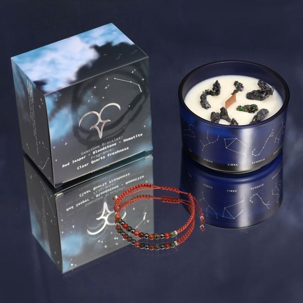 Serenityy Aries Crystal Candle with Gemstone Bracelet 320g, UK version