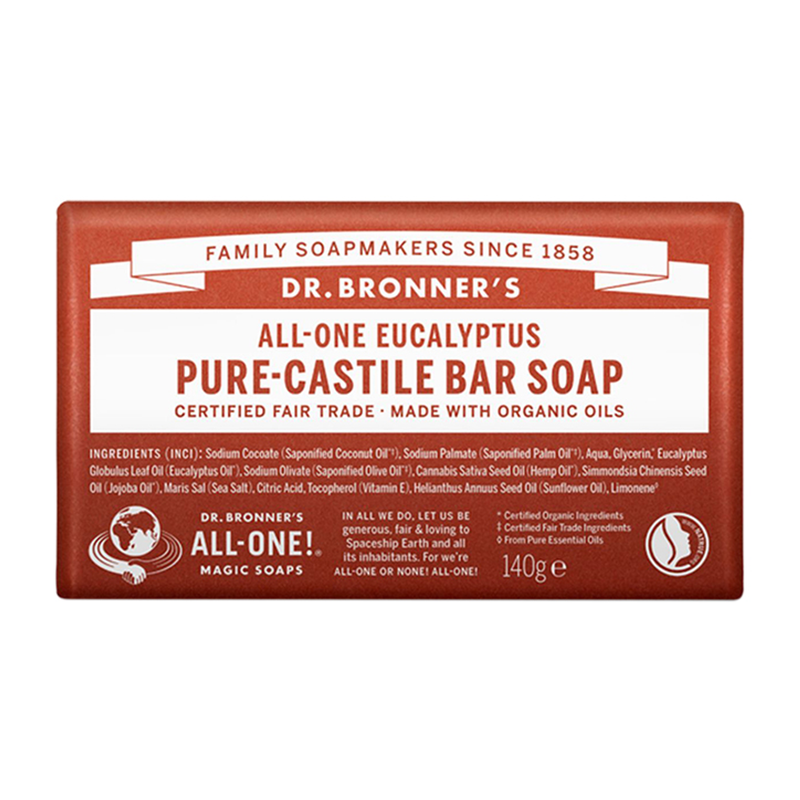Dr Bronner All-One Almond Pure-Castile Bar Soap 140g - Eucalyptus
