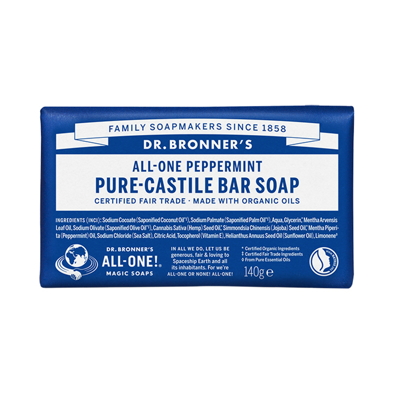 Dr Bronner All-One Almond Pure-Castile Bar Soap 140g - Peppermint