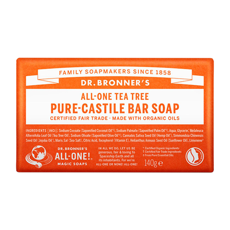 Dr Bronner All-One Almond Pure-Castile Bar Soap 140g - Tea Tree