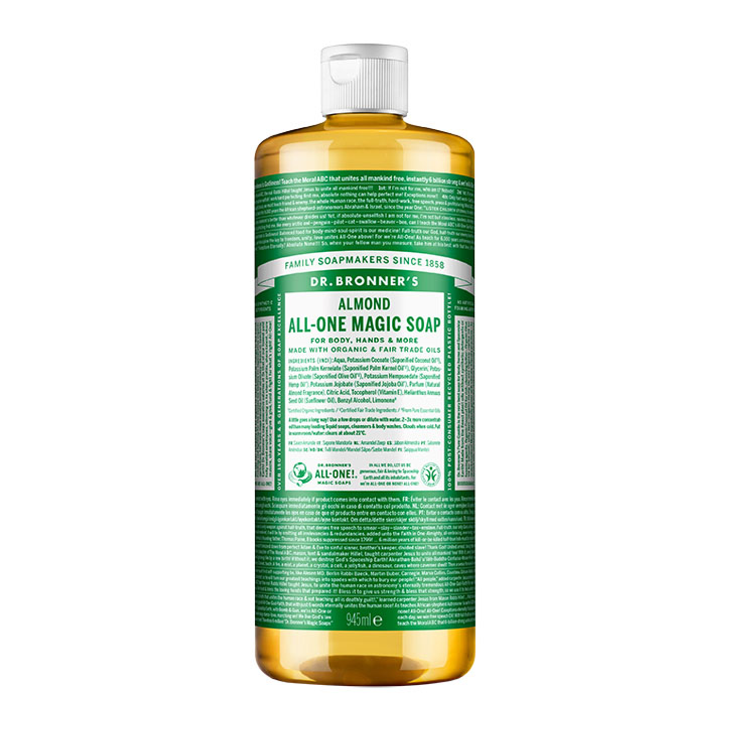 Dr Bronner Peppermint All-One Magic Soap 945ml - Almond