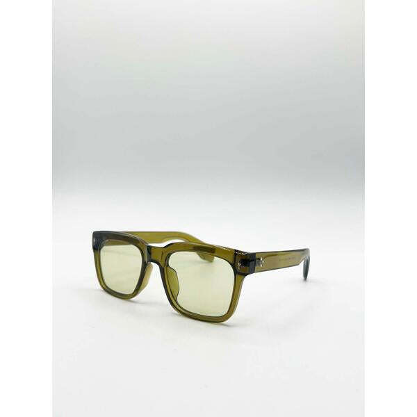 SVNX square sunglasses in green with grey lenses (British brand)