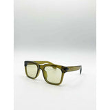 SVNX square sunglasses in green with grey lenses (British brand)