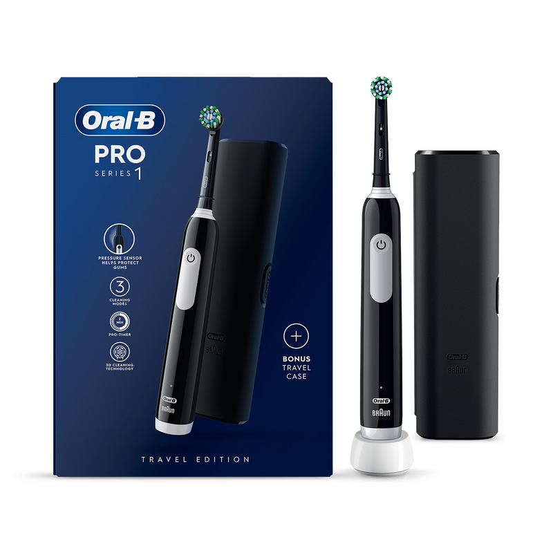 Oral-B Pro Series1 rechargeable toothbrush black with travel case, imported from the UK