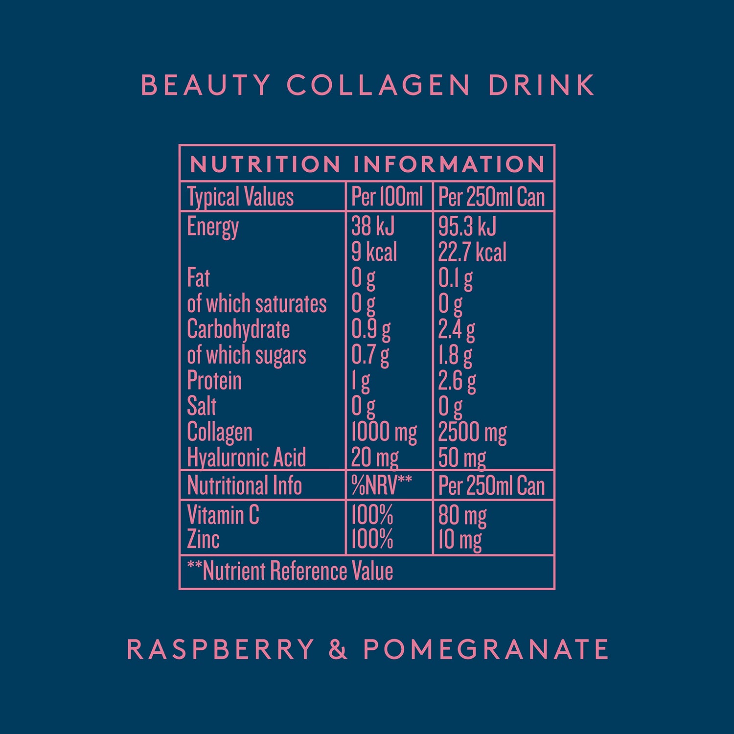 Dose & Co beauty collagen sparkling drink raspberry 250ml, imported from the UK