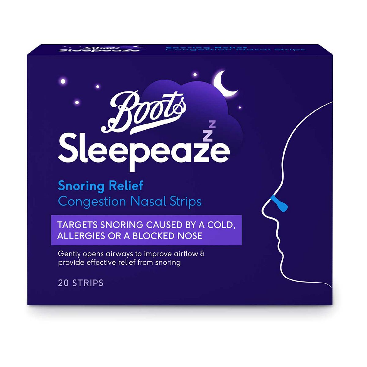 Boots Sleepeaze Snoring Relief Congestion Nasal Strips - 20 Strips Vitamins, Minerals & Supplements Boots   