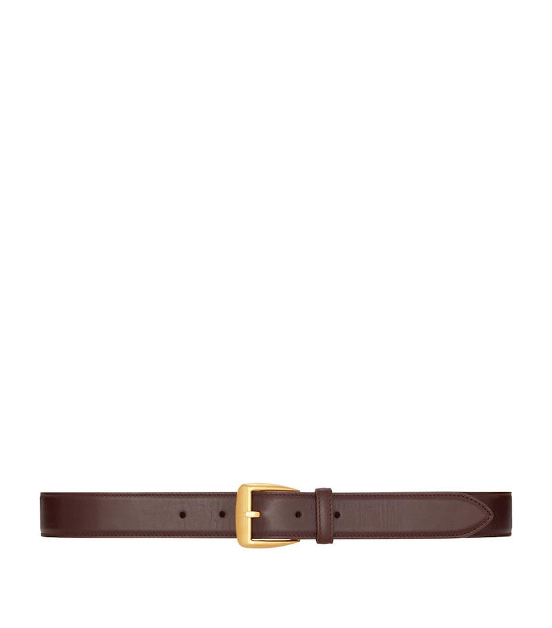Saint Laurent polished leather belt with trapezoid buckle 3cm - British product