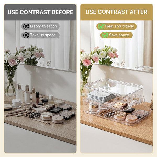 Livingandhome clear desktop organiser with lids, imported from the UK