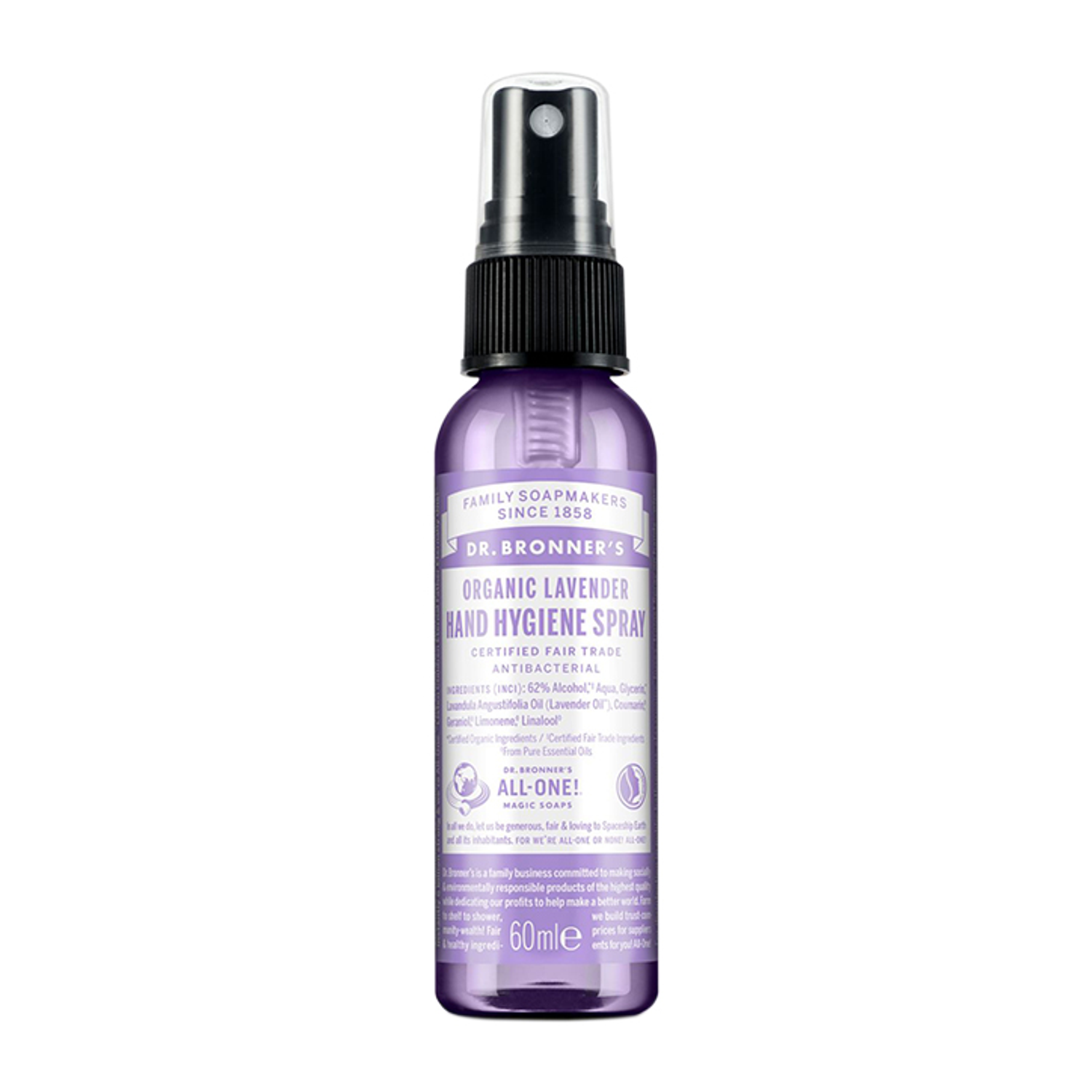 Dr Bronner Hand Hygiene Spray Lavender 60ml - British product