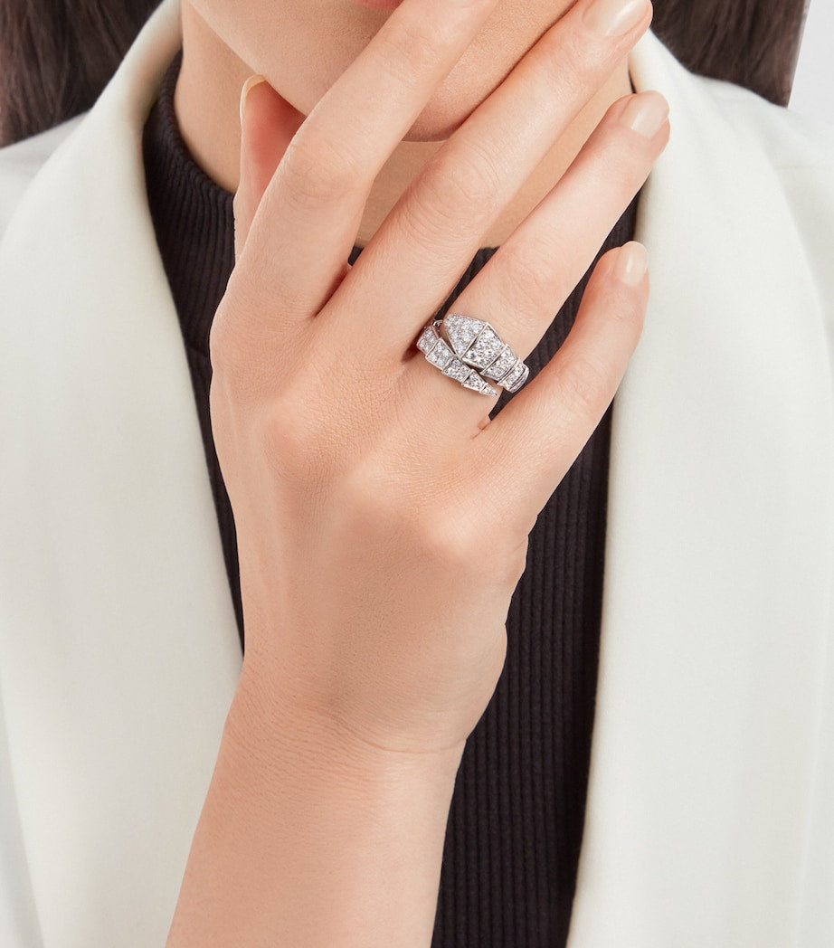 Bvlgari Serpenti Viper ring in white gold with diamonds, UK version
