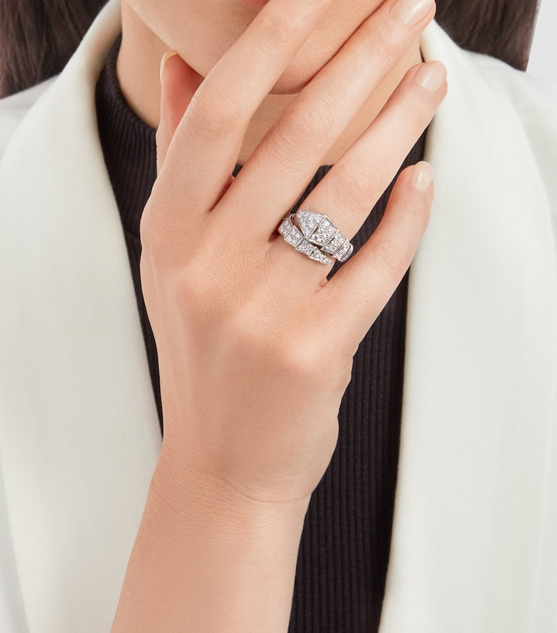 Bvlgari Serpenti Viper ring in white gold with diamonds, UK version
