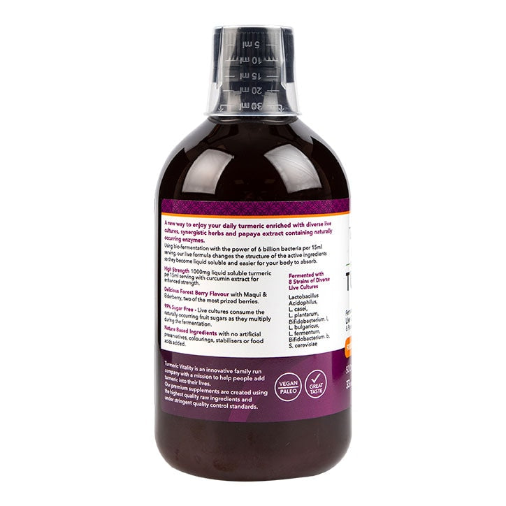 Turmeric Vitality Bio-Fermented Turmeric Liquid Forest Berry Flavour 500ml