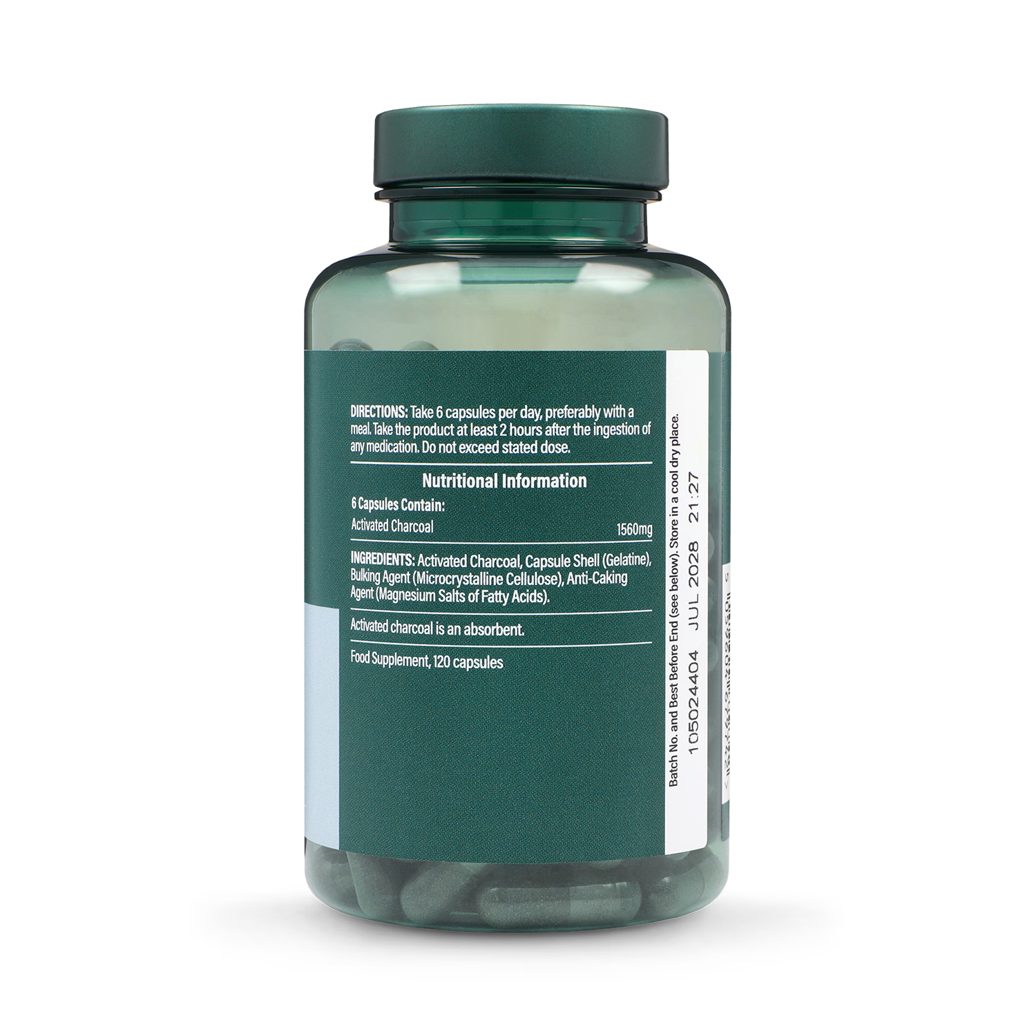 Holland & Barrett Activated Charcoal Capsules 120 count, UK version