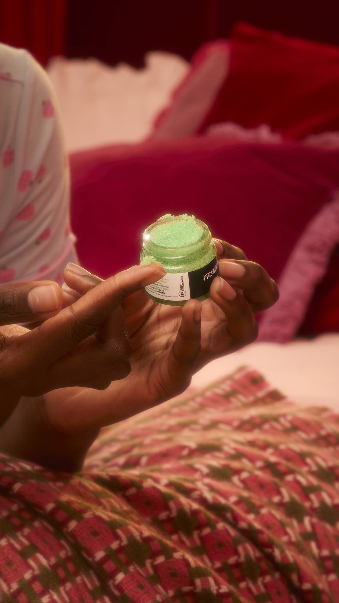 Lush French Kiss lip scrub in absinthe flavour (British brand)