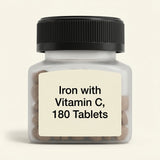 Holland & Barrett iron and vitamin C supplement 14mg 180 tablets, UK version