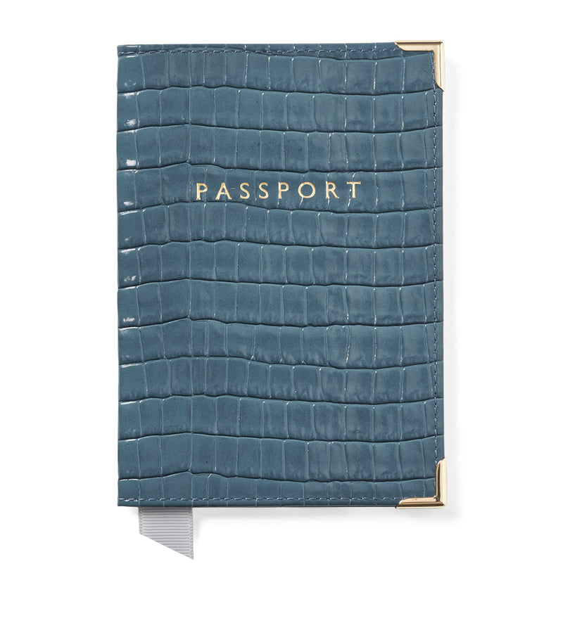 Aspinal of London leather croc-embossed passport cover - British product