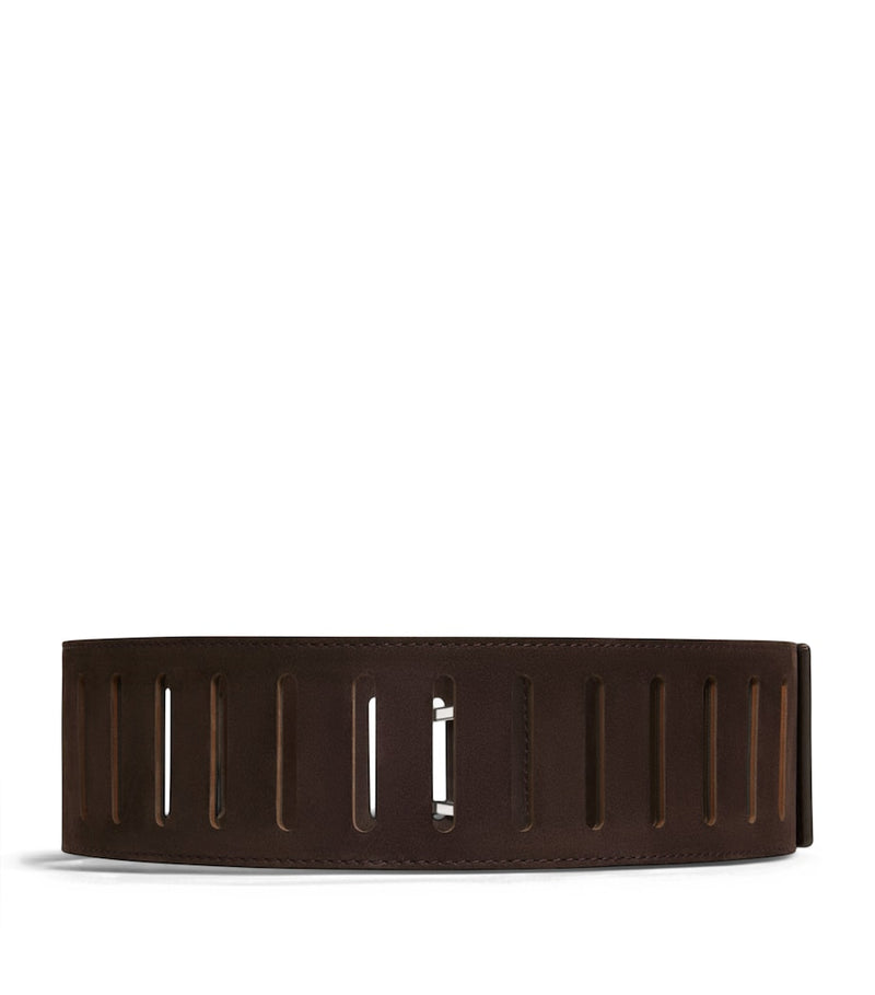 Alaïa leather rectangular buckle belt, UK version