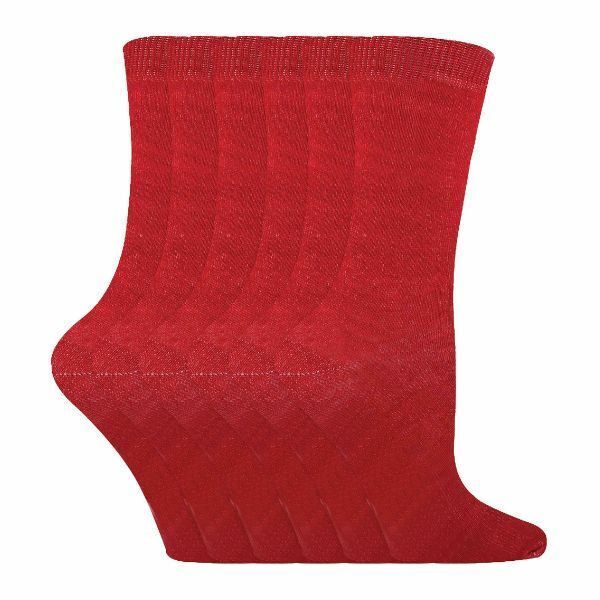 Sock Snob 6 Pk Childrens Solid Colour Cotton Socks 9-12 UK GOODS Superdrug Red  