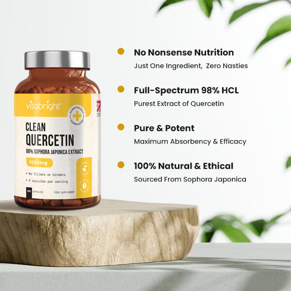 VitaBright Quercetin supplements 180 capsules 1000mg, imported from the UK